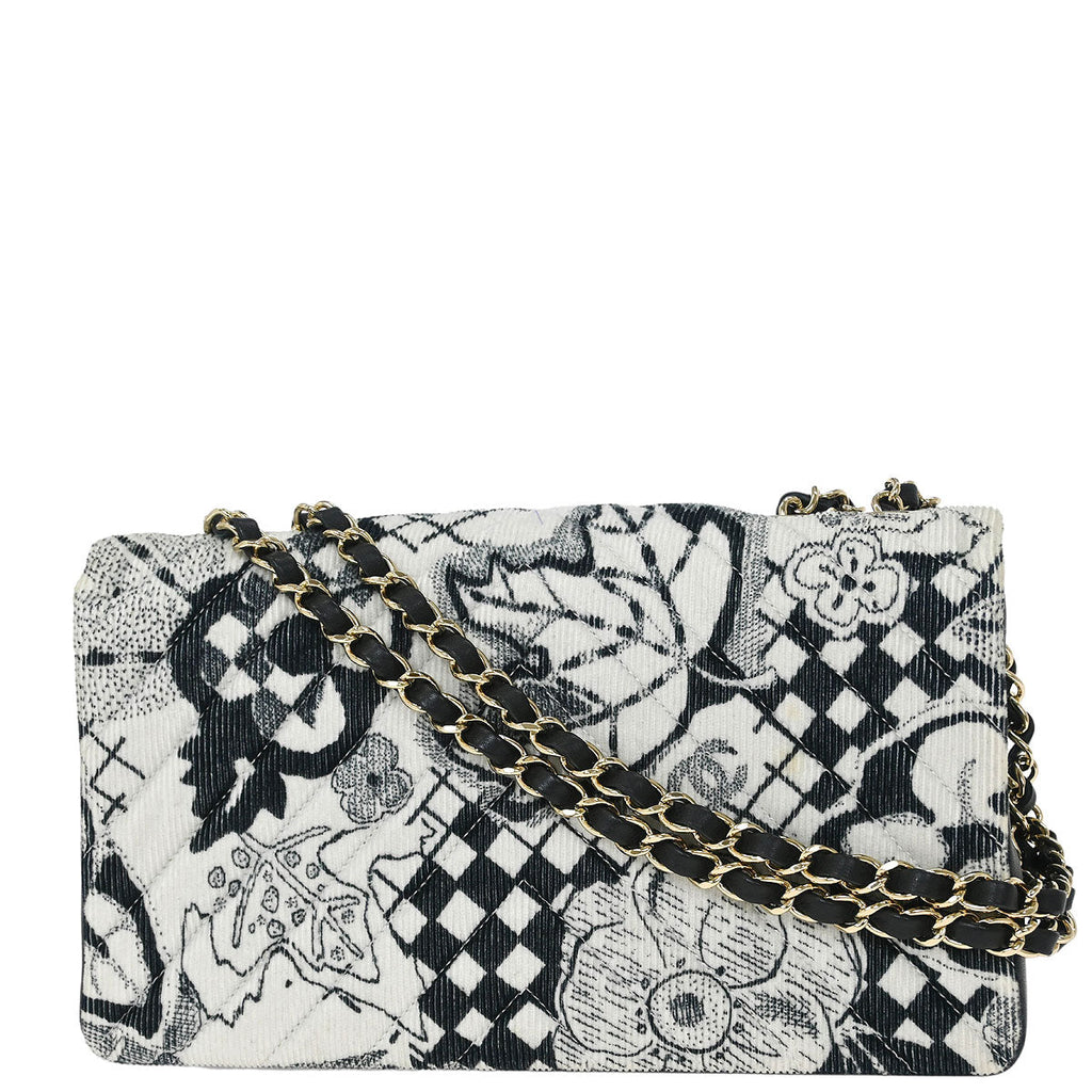 Chanel 2018-2019 Black White Canvas Shoulder Bag