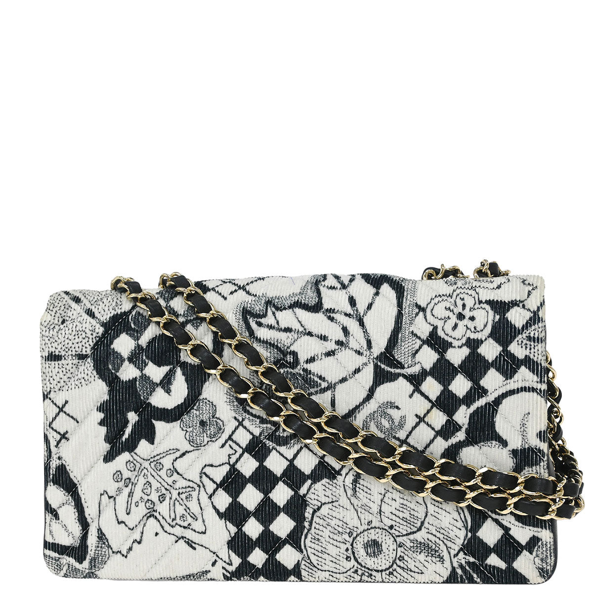 Chanel 2018-2019 Black White Canvas Shoulder Bag