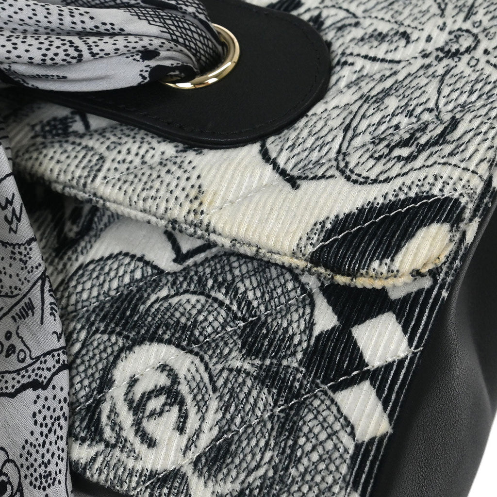Chanel 2018-2019 Black White Canvas Shoulder Bag