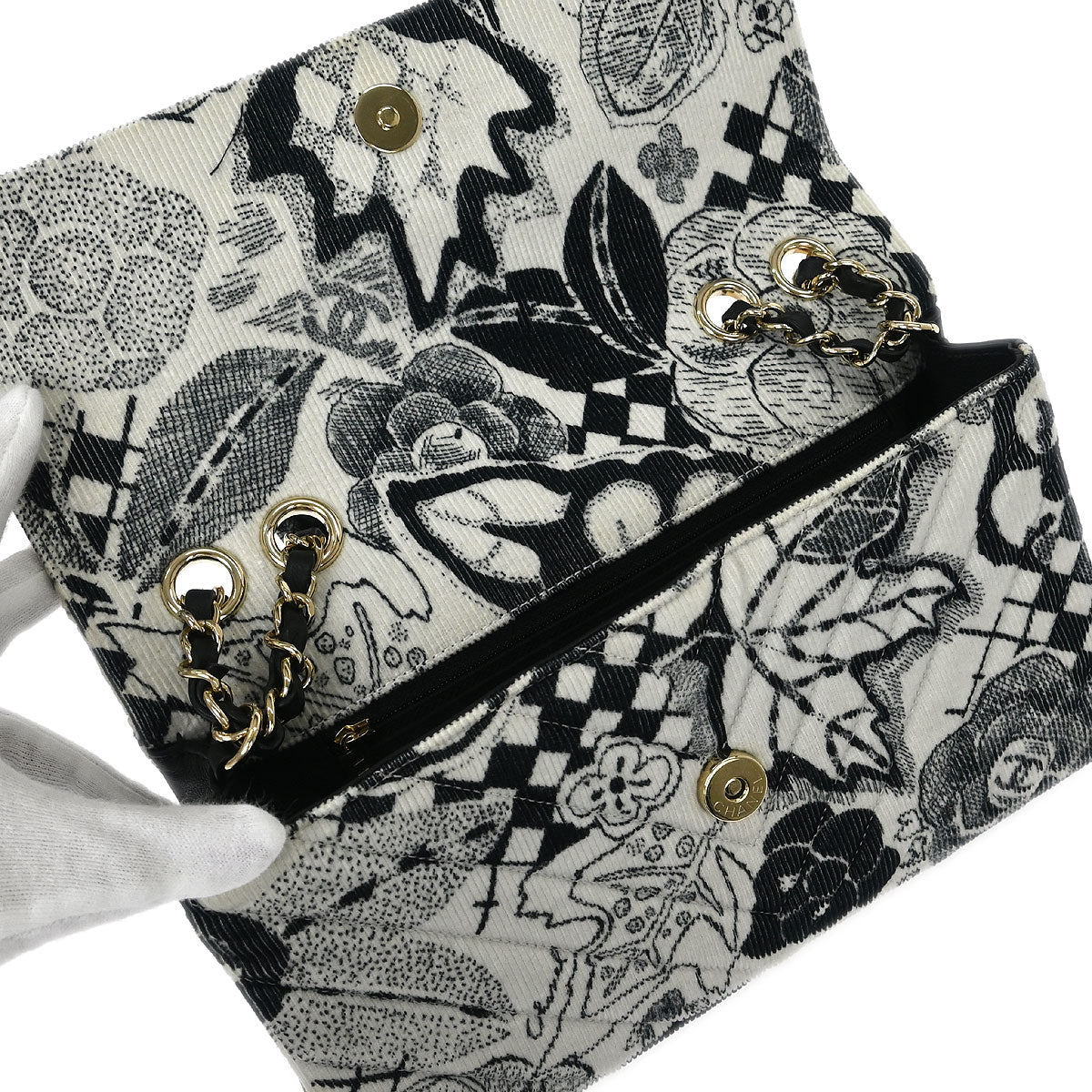 Chanel 2018-2019 Black White Canvas Shoulder Bag