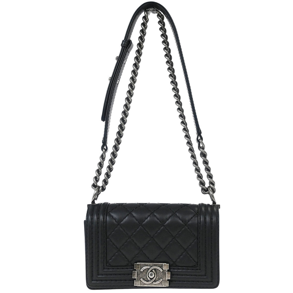 Boy Chanel Black Lambskin Small Chain Shoulder Bag