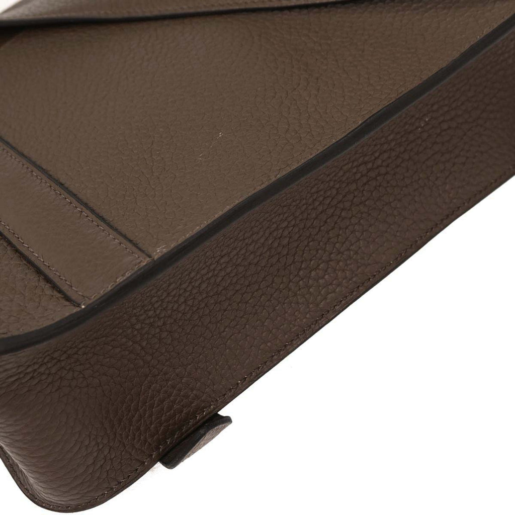Hermes Taupe Taurillon Clemence Steve Caporal 27 Shoulder Bag