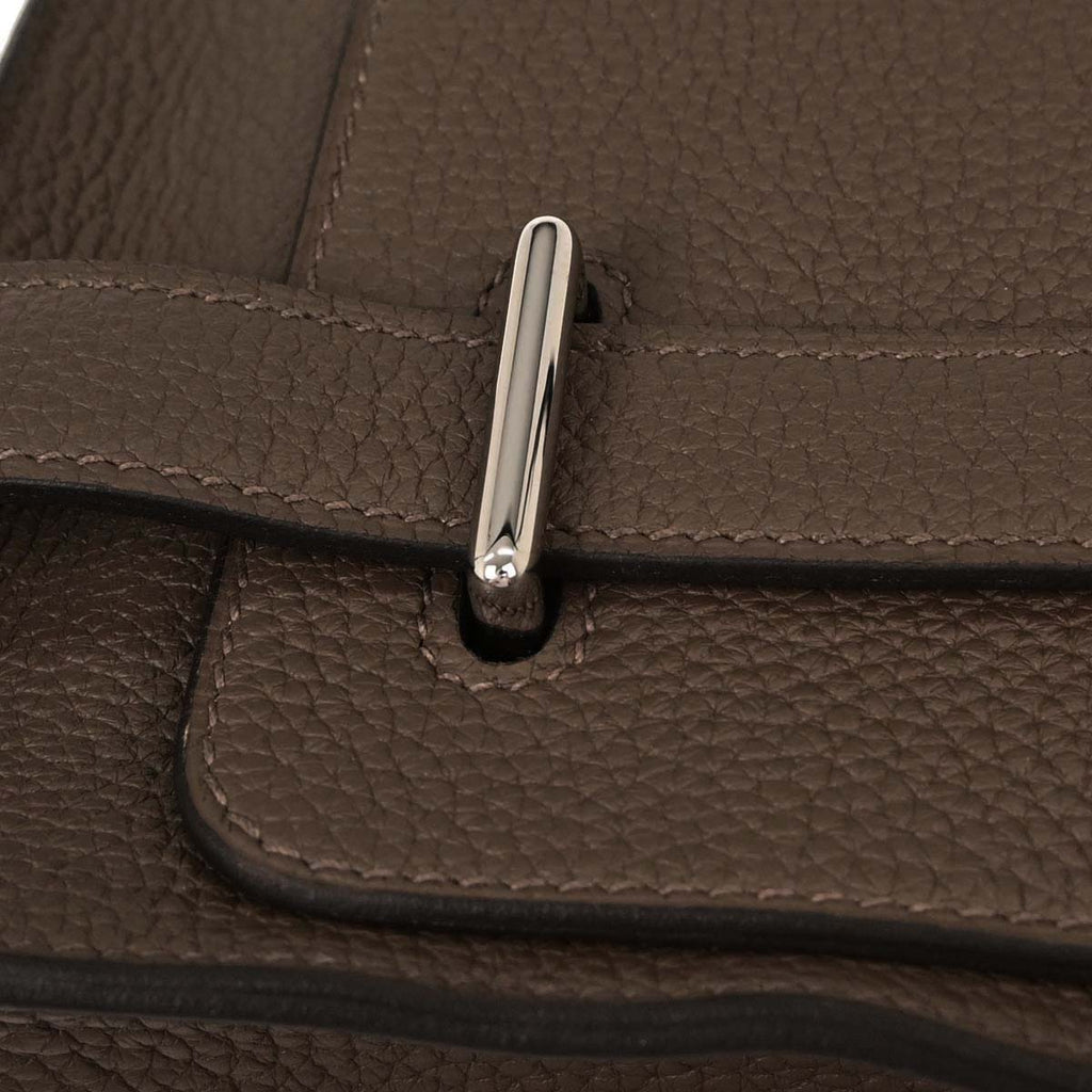Hermes Taupe Taurillon Clemence Steve Caporal 27 Shoulder Bag