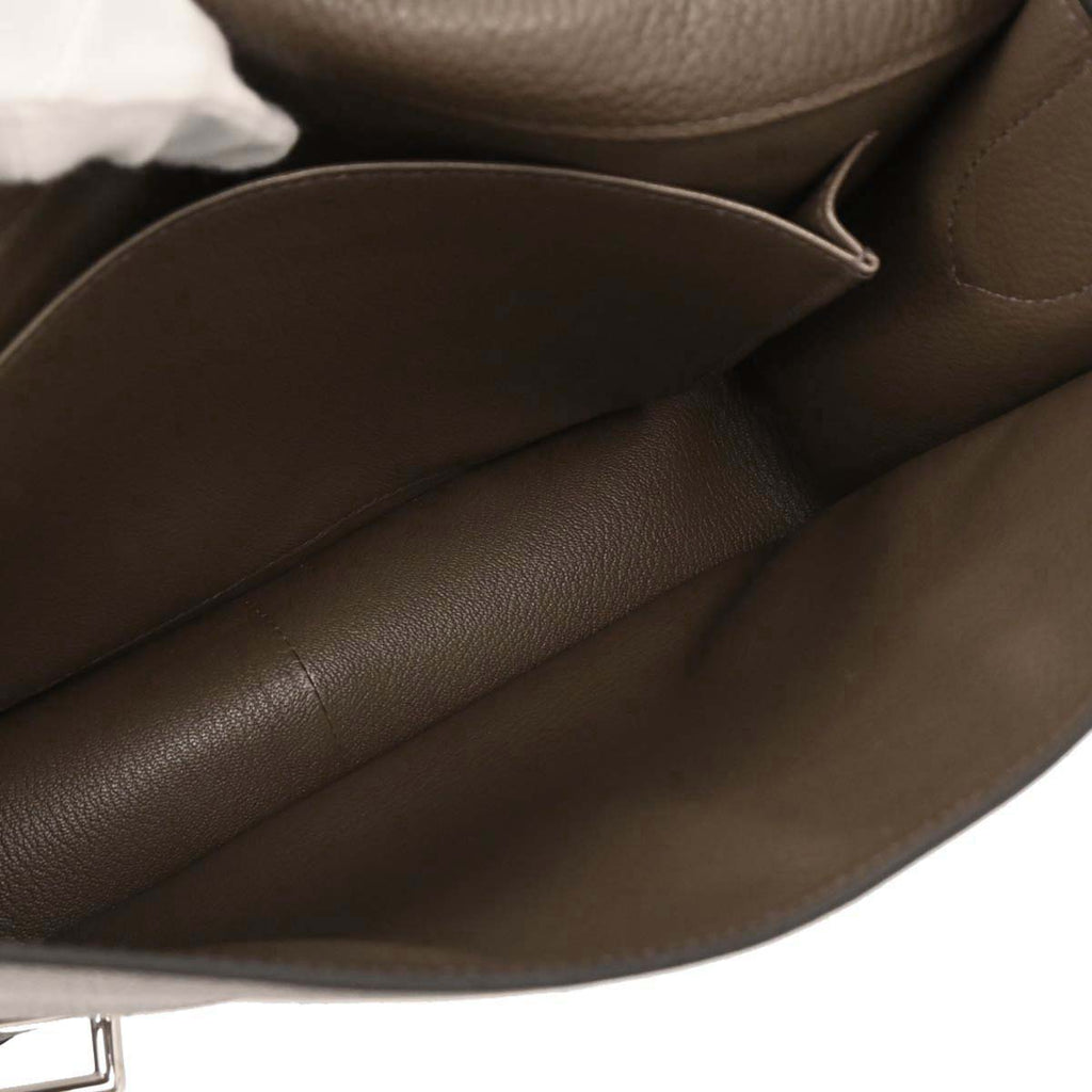 Hermes Taupe Taurillon Clemence Steve Caporal 27 Shoulder Bag