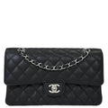 Chanel 2018-2019 Black Caviar Medium Classic Double Flap Shoulder Bag