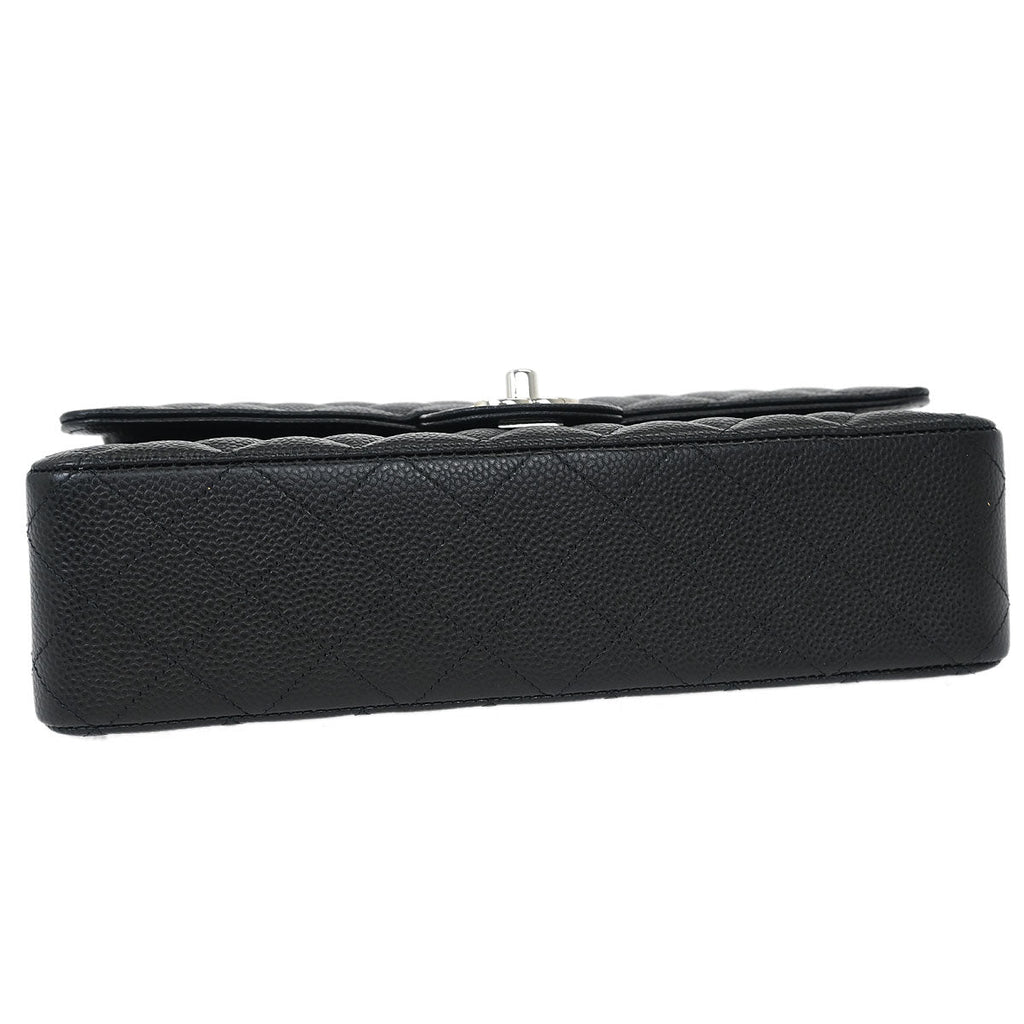 Chanel 2018-2019 Black Caviar Medium Classic Double Flap Shoulder Bag