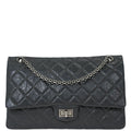 Chanel 2012 Gray Calfskin 2.55 Double Flap Shoulder Bag