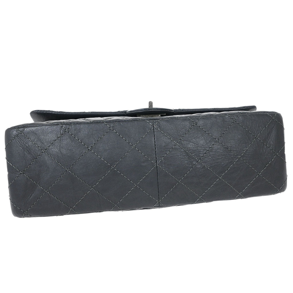 Chanel 2012 Gray Calfskin 2.55 Double Flap Shoulder Bag