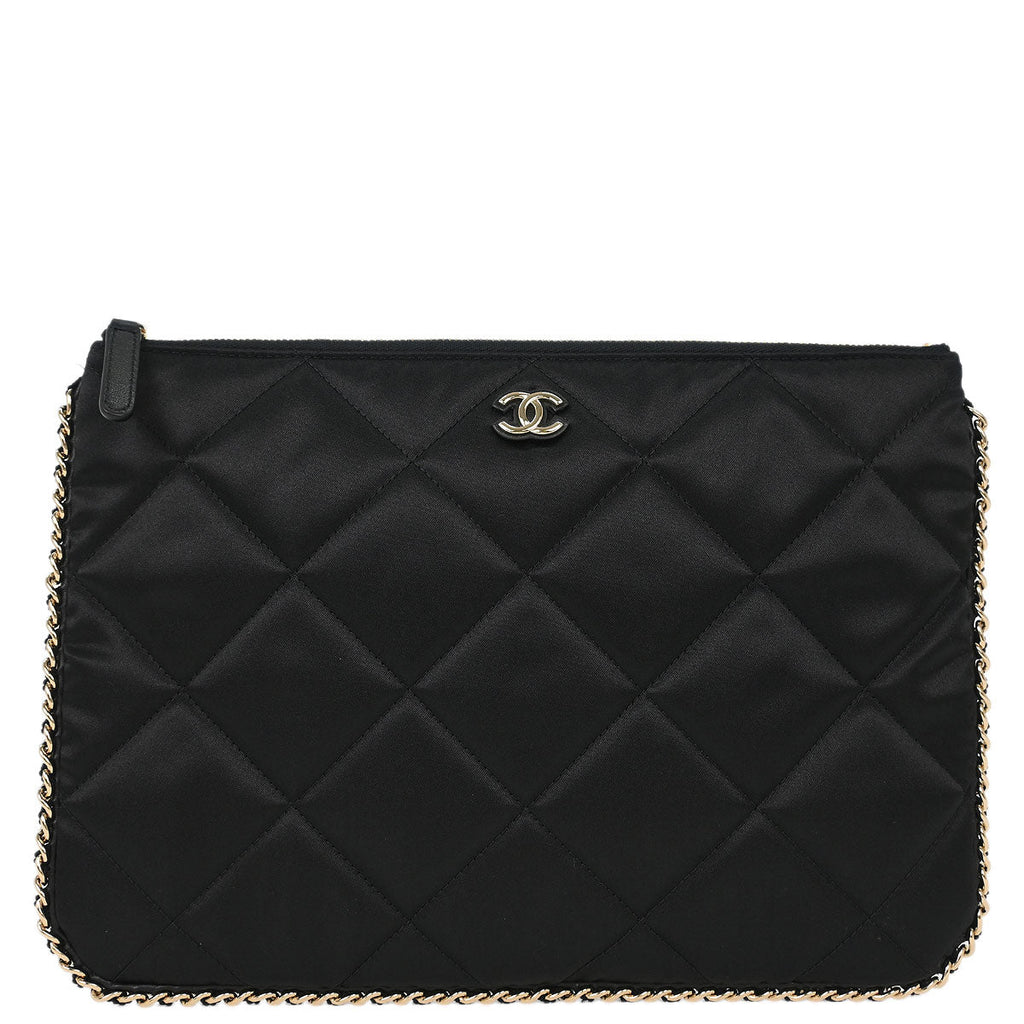 Chanel Black Satin Clutch Bag