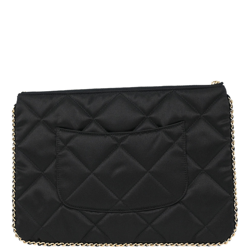 Chanel Black Satin Clutch Bag