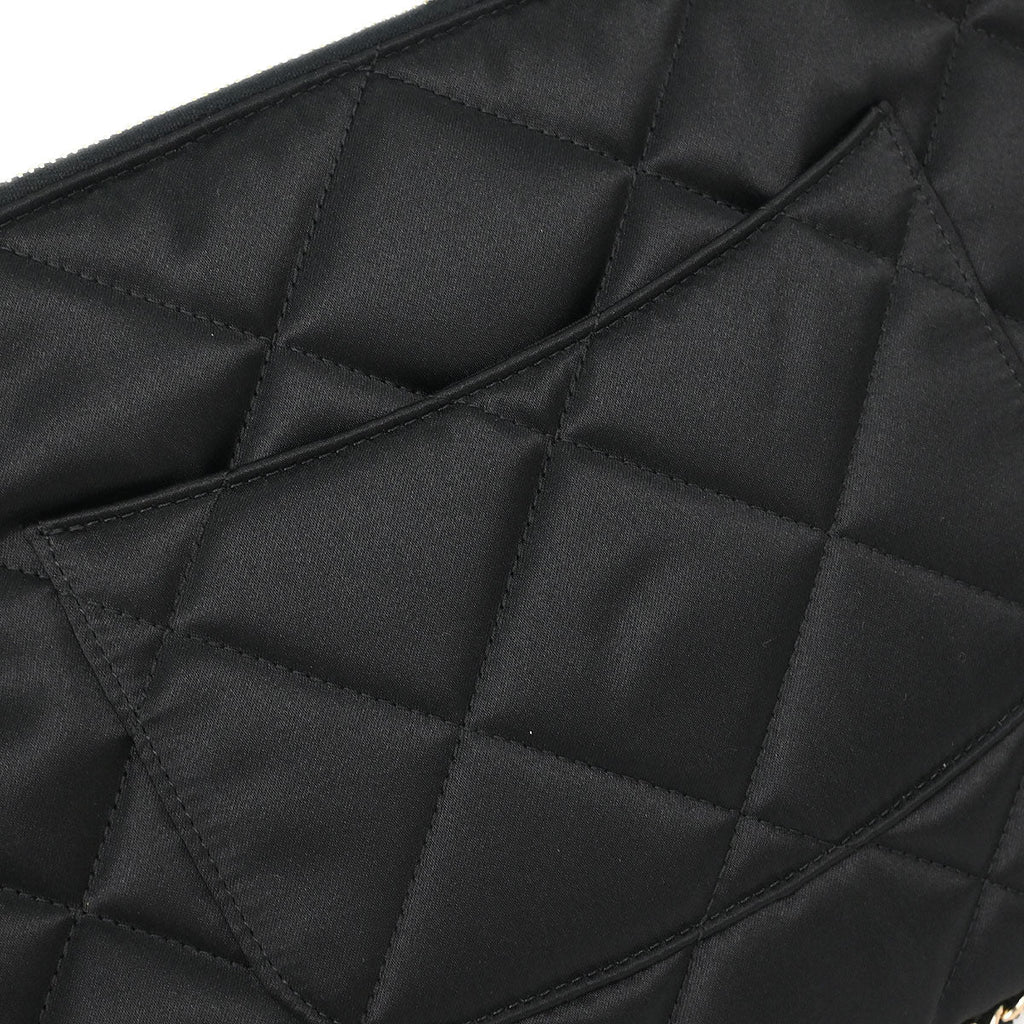 Chanel Black Satin Clutch Bag
