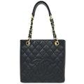 Chanel 2013-2014 Black Caviar Petite Shopping Tote PST Chain Handbag