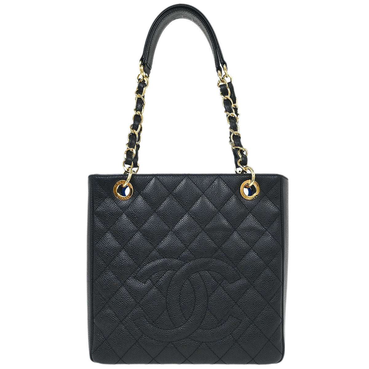 Chanel 2013-2014 Black Caviar Petite Shopping Tote PST Chain Handbag
