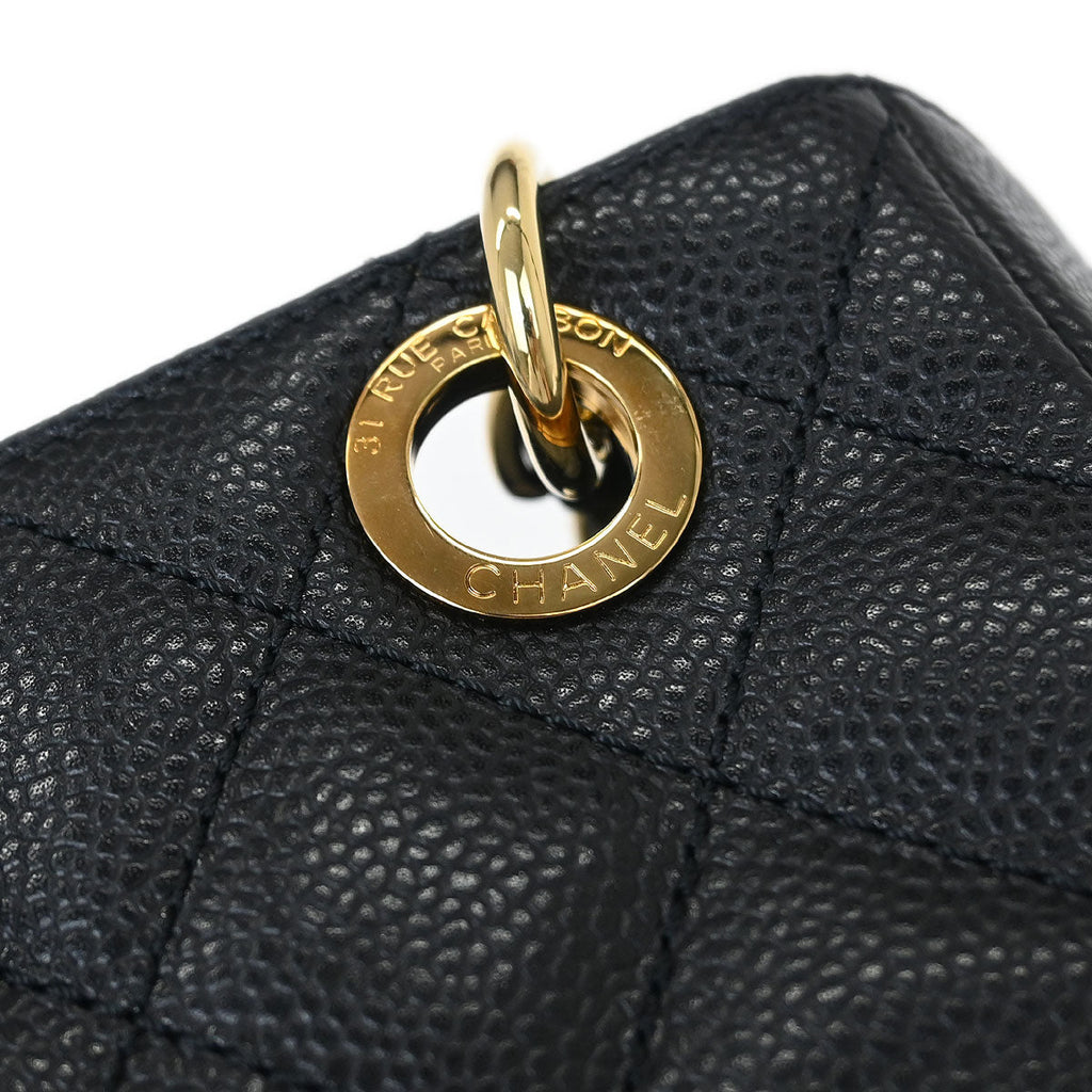 Chanel 2013-2014 Black Caviar Petite Shopping Tote PST Chain Handbag