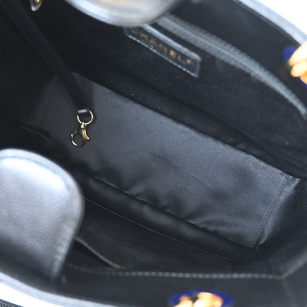 Chanel 2013-2014 Black Caviar Petite Shopping Tote PST Chain Handbag