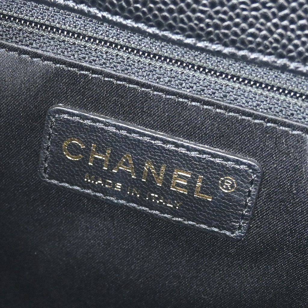 Chanel 2013-2014 Black Caviar Petite Shopping Tote PST Chain Handbag