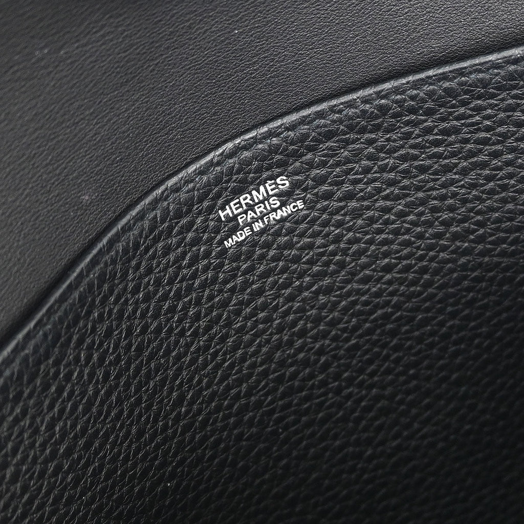 Hermes Black Taurillon Clemence Halzan 31 2way Shoulder Tote Bag