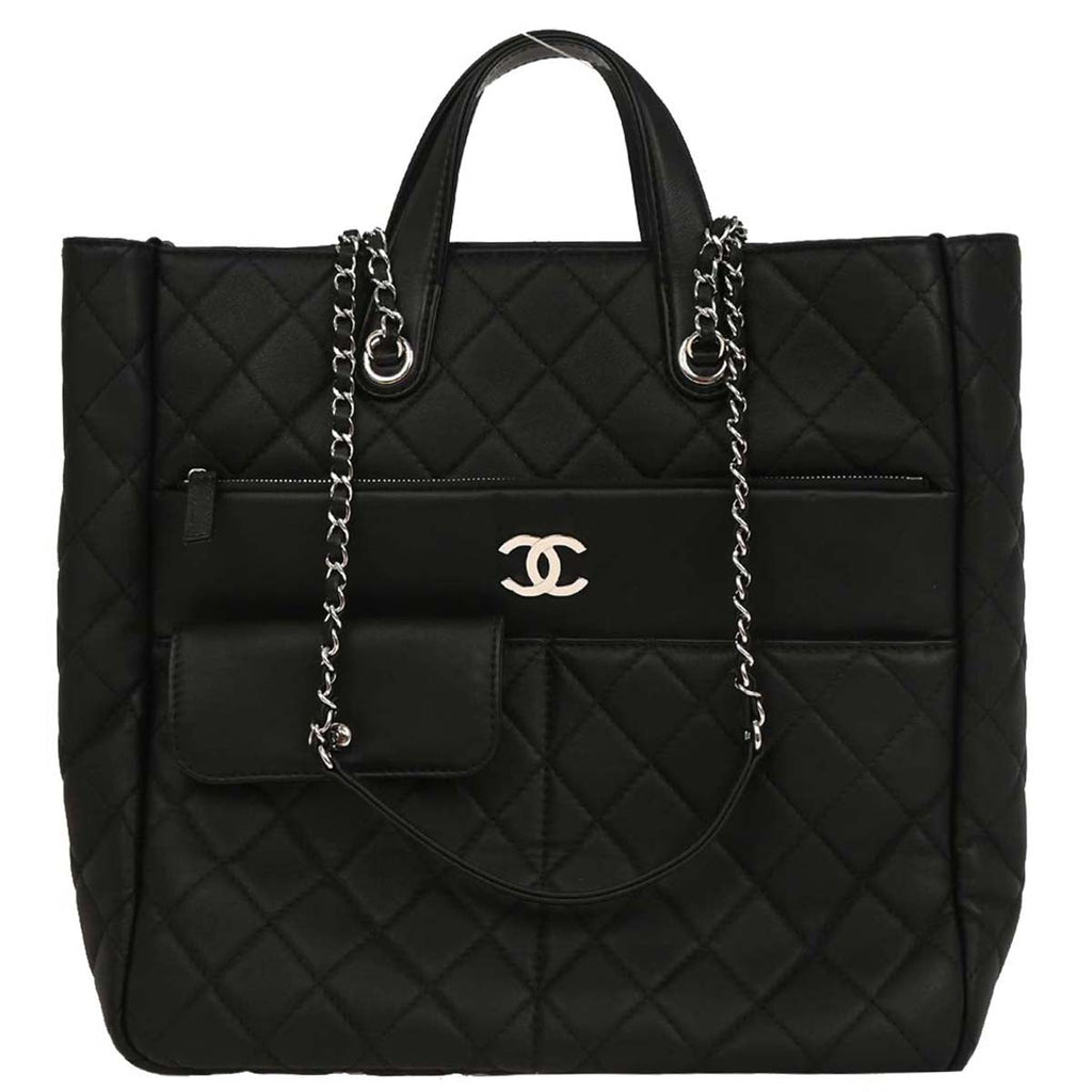 Chanel 2019 Black Lambskin Ultra Pocket Shopping Tote Bag