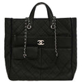 Chanel 2019 Black Lambskin Ultra Pocket Shopping Tote Bag
