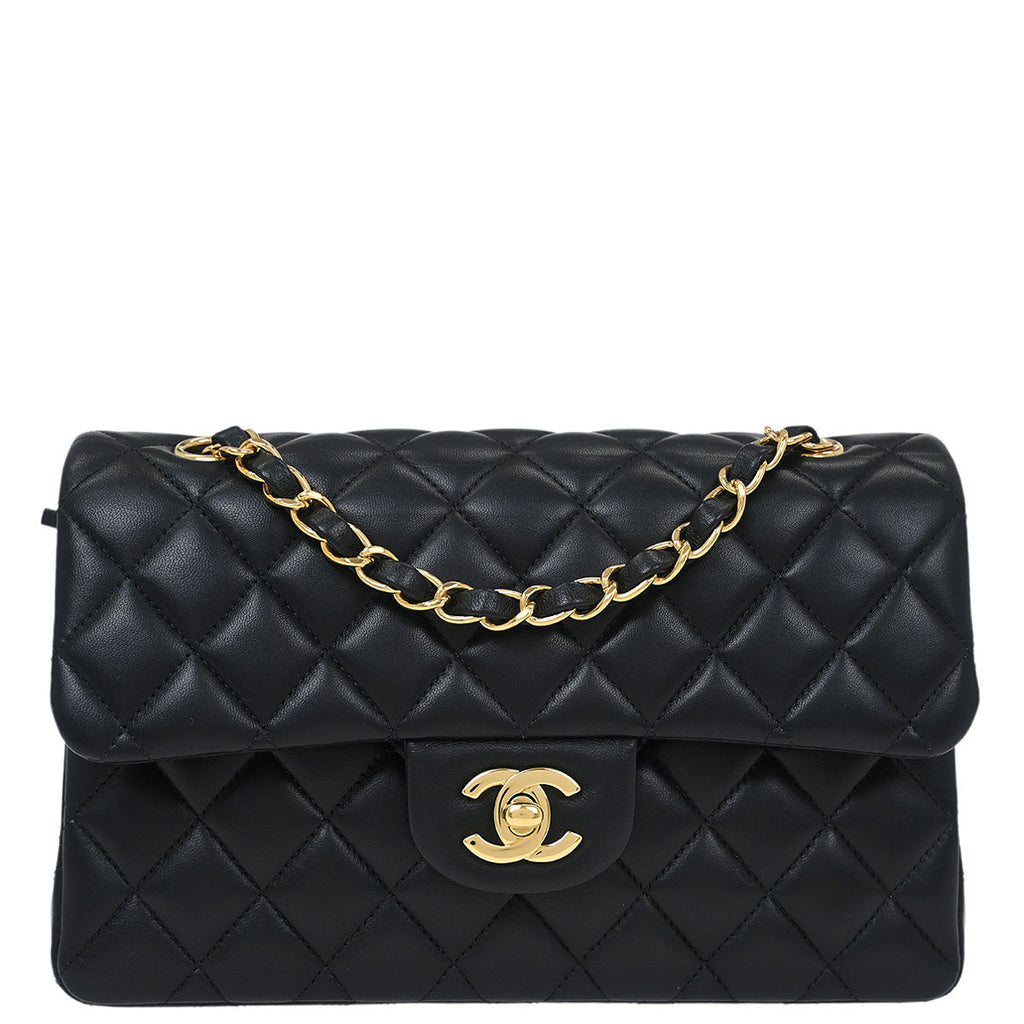 Chanel 2019 Black Lambskin Small Classic Double Flap Shoulder Bag