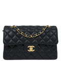 Chanel 2019 Black Lambskin Small Classic Double Flap Shoulder Bag