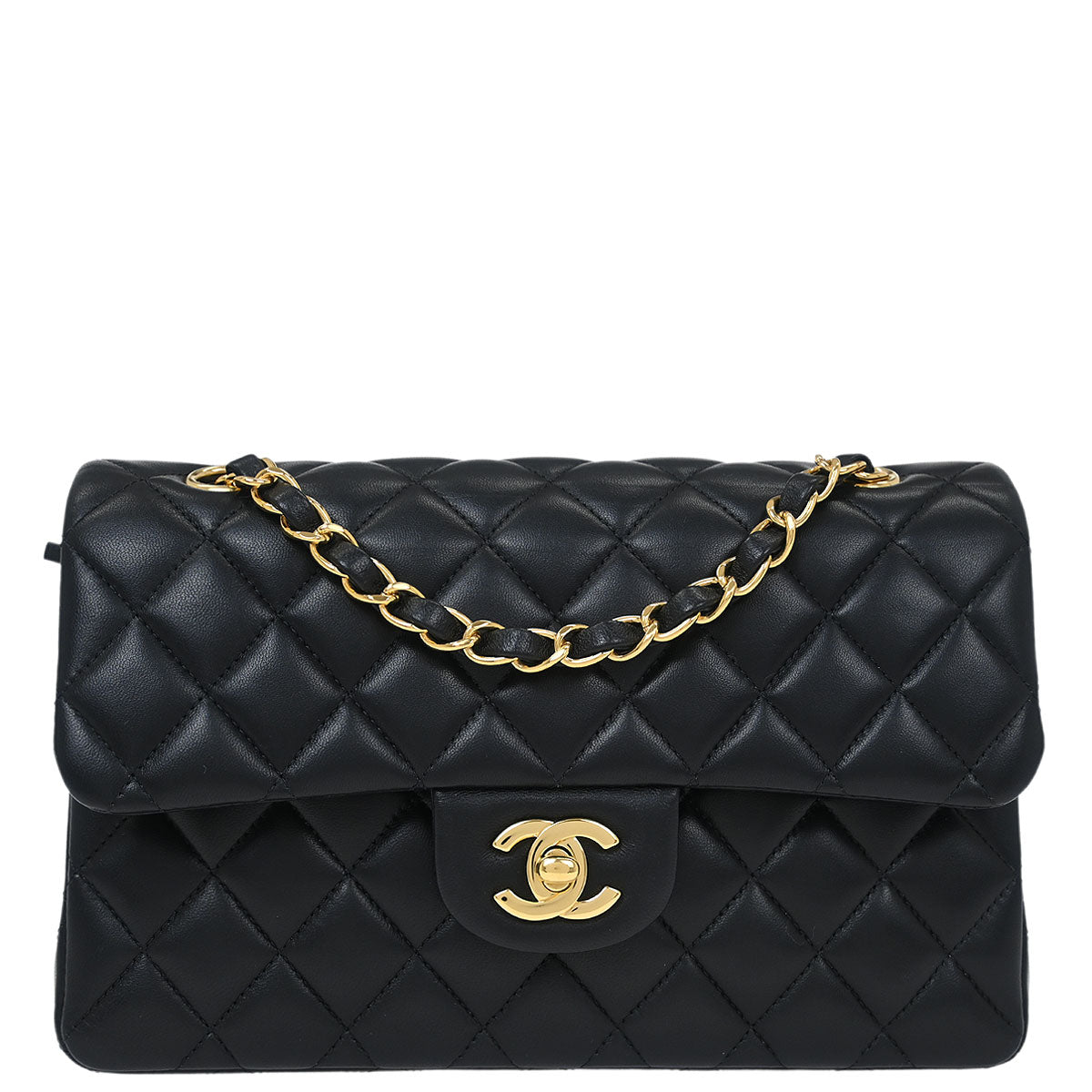 Chanel 2019 Black Lambskin Small Classic Double Flap Shoulder Bag