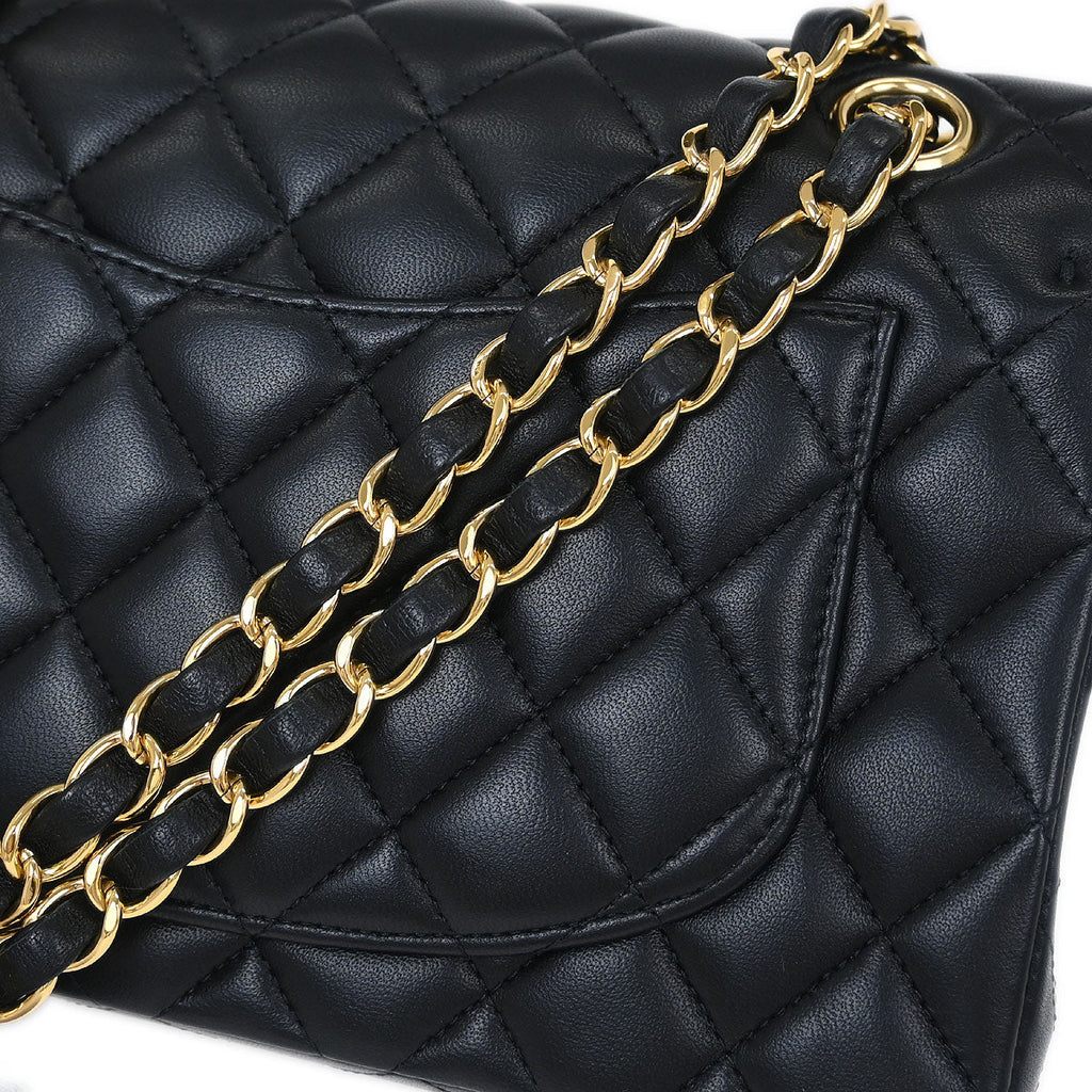 Chanel 2019 Black Lambskin Small Classic Double Flap Shoulder Bag