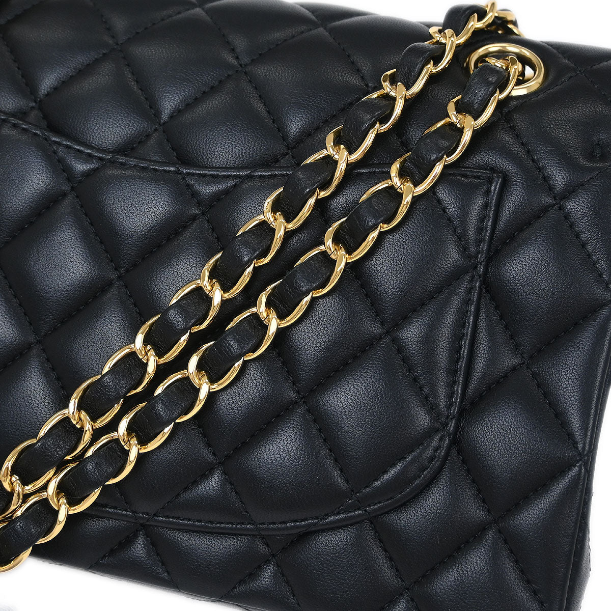 Chanel 2019 Black Lambskin Small Classic Double Flap Shoulder Bag