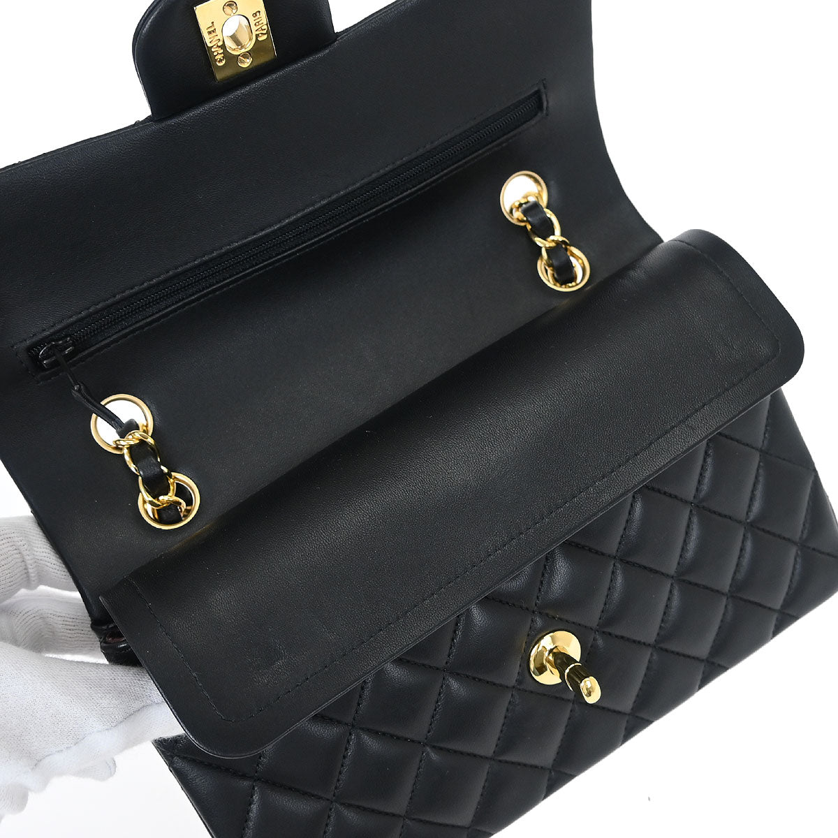 Chanel 2019 Black Lambskin Small Classic Double Flap Shoulder Bag
