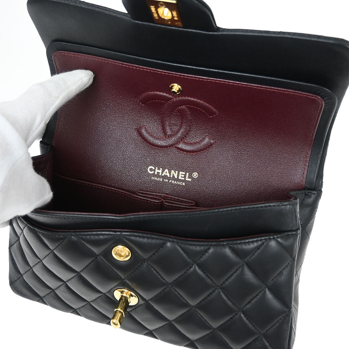 Chanel 2019 Black Lambskin Small Classic Double Flap Shoulder Bag