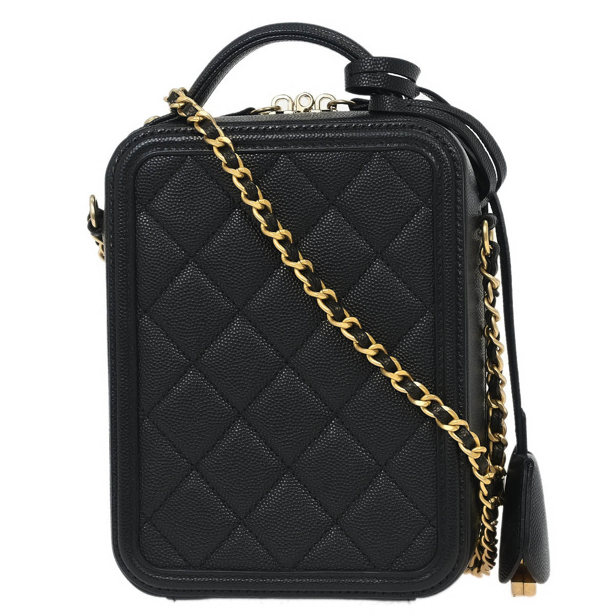 Chanel 2019 Black Caviar Filigree 2way Shoulder Bag