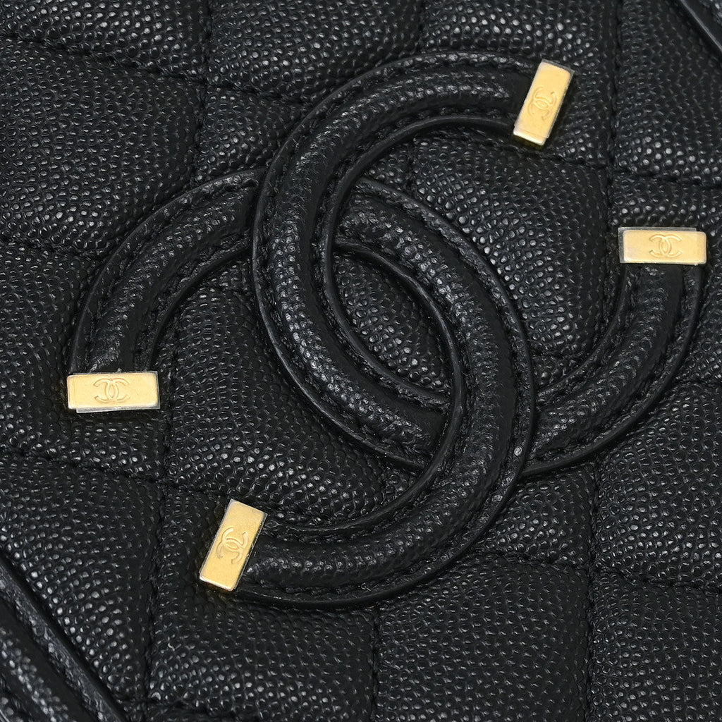 Chanel 2019 Black Caviar Filigree 2way Shoulder Bag