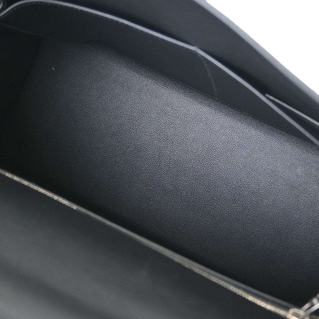 Hermes Black Toile De Camp Cavalcadour Kelly 32 Sellier Handbag