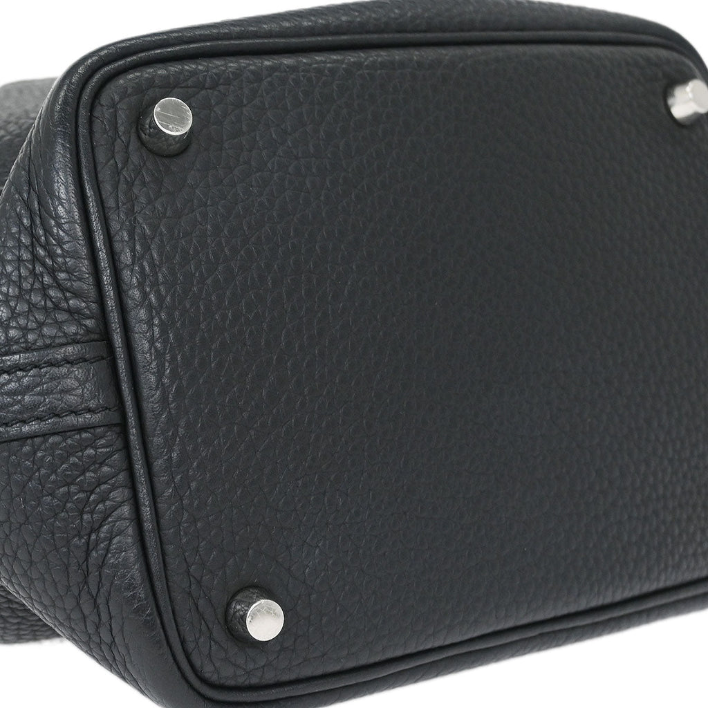Hermes Black Taurillon Clemence Picotin Lock 18 PM Handbag
