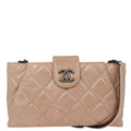 Chanel 2014-2015 Beige Calfskin Shoulder Bag