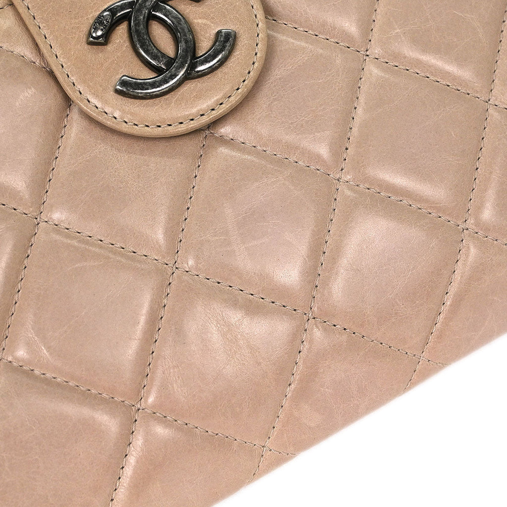 Chanel 2014-2015 Beige Calfskin Shoulder Bag