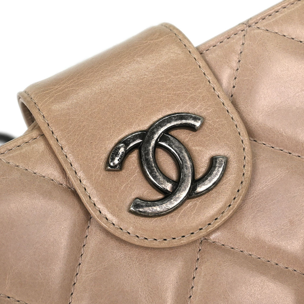 Chanel 2014-2015 Beige Calfskin Shoulder Bag