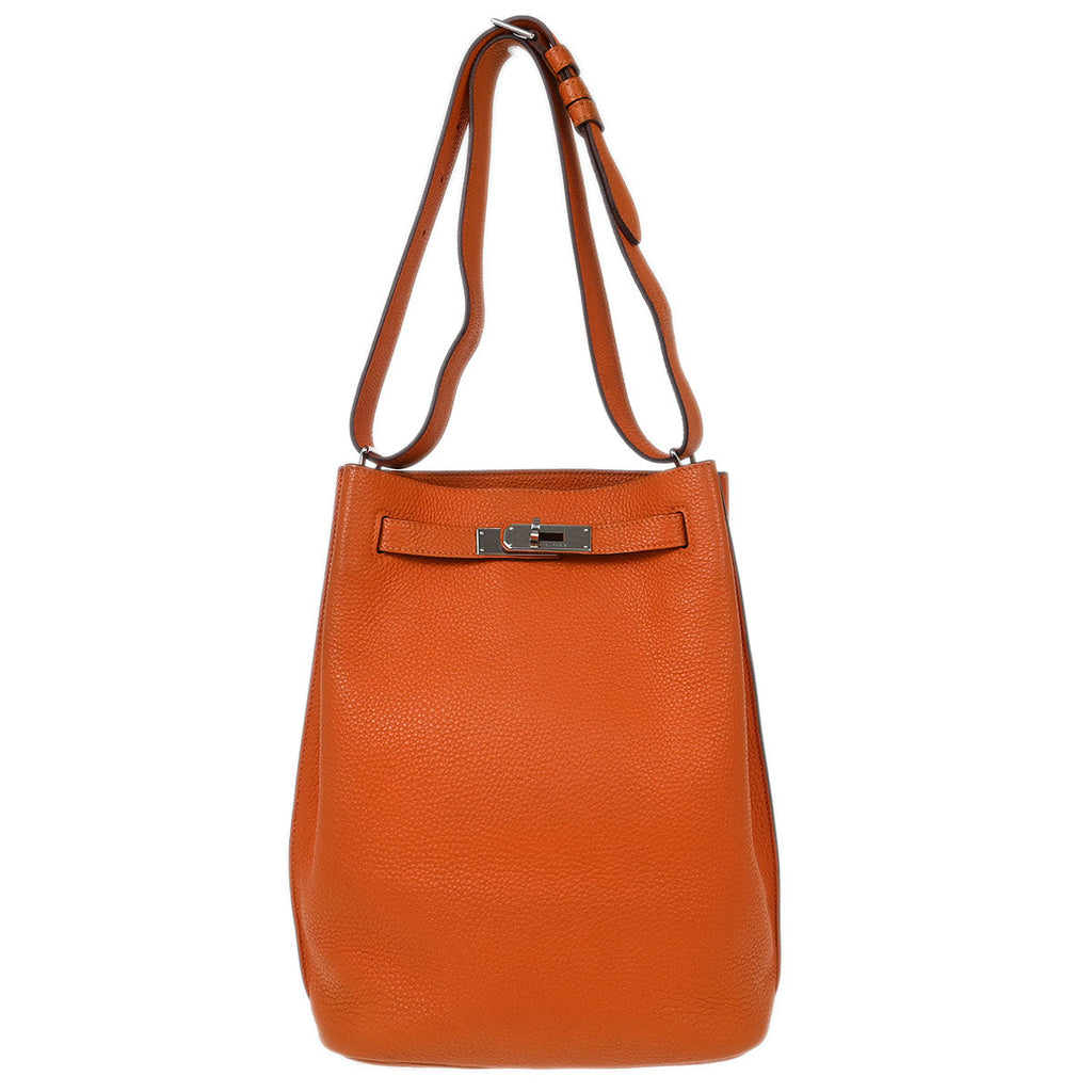 Hermes Feu Orange Togo So Kelly 22 Shoulder Bag
