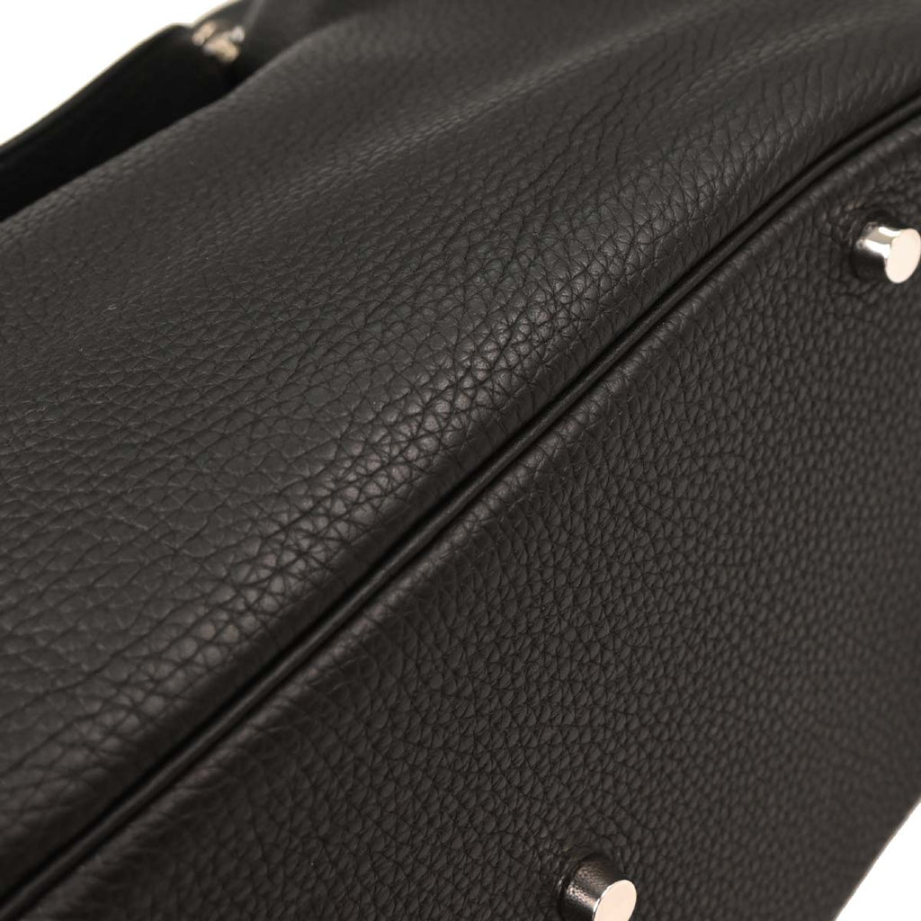 Hermes Black Taurillon Clemence Lindy 30 Shoulder Bag