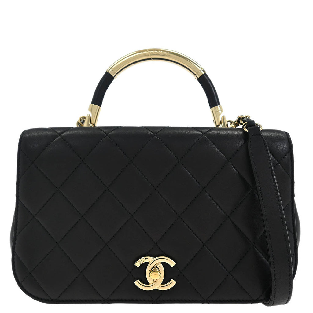 Chanel Black Lambskin 2way Shoulder Handbag