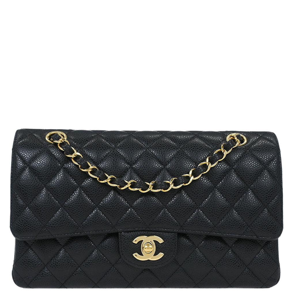 Chanel 2014-2015 Black Caviar Medium Classic Double Flap Shoulder Bag