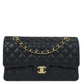 Chanel 2014-2015 Black Caviar Medium Classic Double Flap Shoulder Bag