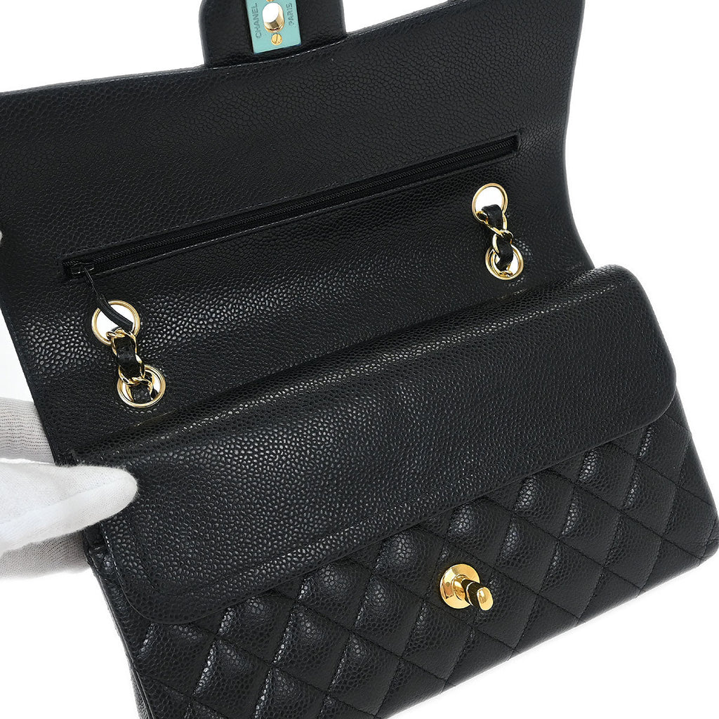Chanel 2014-2015 Black Caviar Medium Classic Double Flap Shoulder Bag