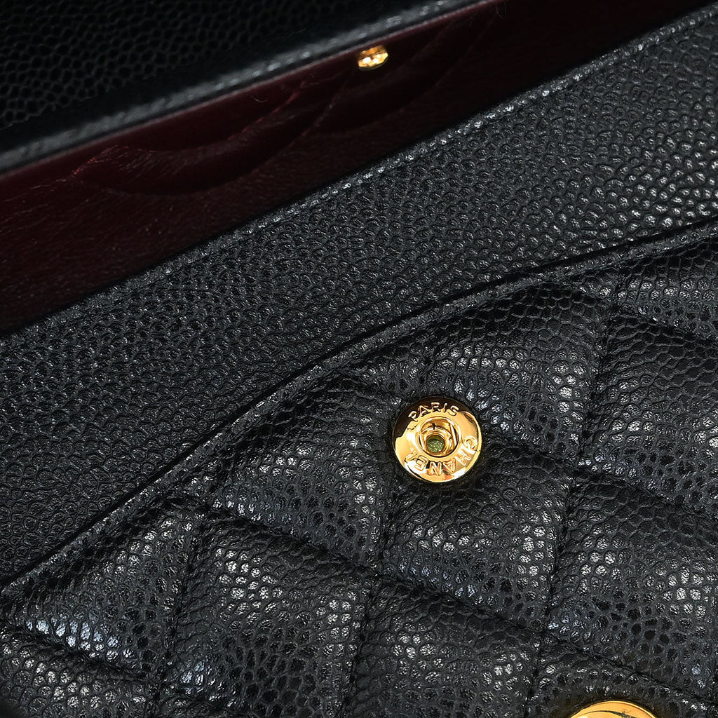 Chanel 2014-2015 Black Caviar Medium Classic Double Flap Shoulder Bag