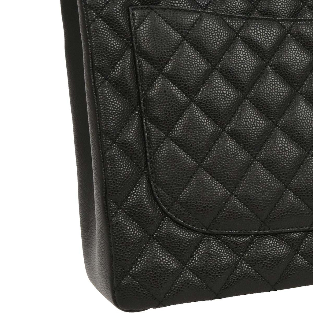 Chanel 2014 Black Caviar Grand Shopping Tote GST Chain Handbag