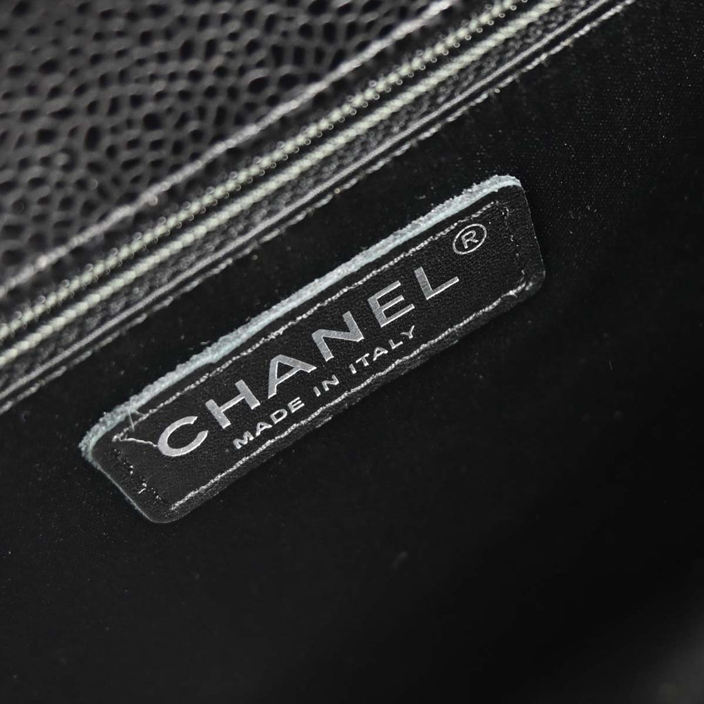 Chanel 2014 Black Caviar Grand Shopping Tote GST Chain Handbag