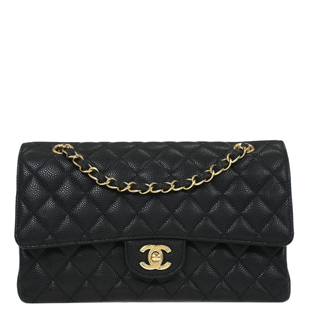Chanel 2016-2017 Black Caviar Medium Classic Double Flap Shoulder Bag