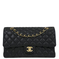 Chanel 2016-2017 Black Caviar Medium Classic Double Flap Shoulder Bag