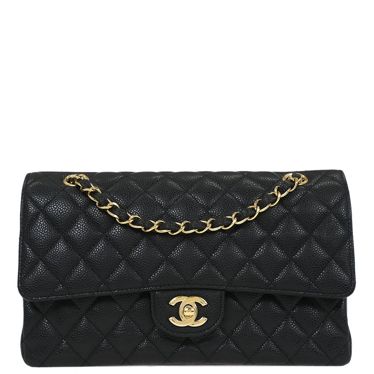 Chanel 2016-2017 Black Caviar Medium Classic Double Flap Shoulder Bag