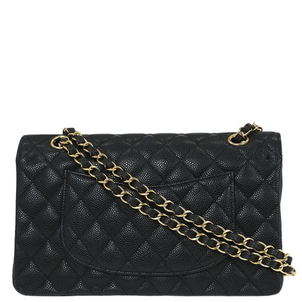 Chanel 2016-2017 Black Caviar Medium Classic Double Flap Shoulder Bag